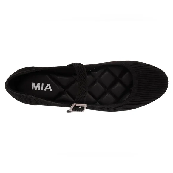 Mia Women's Black Mary Jane Ribbed Knit Comfortable Flats Size 7.5 - Picture 6 of 8